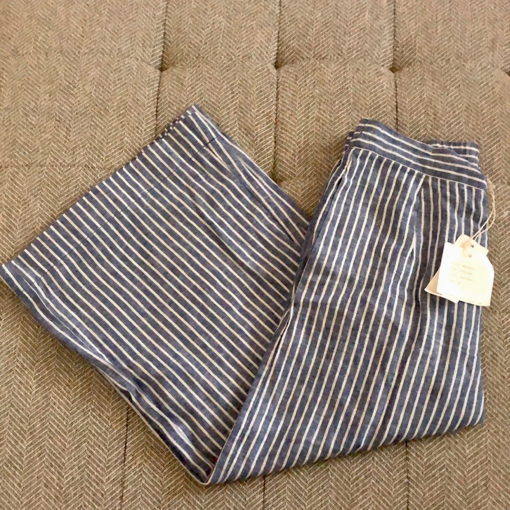 Striped, blue & white beach pants. XS